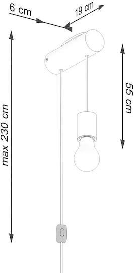 Sollux Classic Lamp Wall with Socket E27 and Switch White