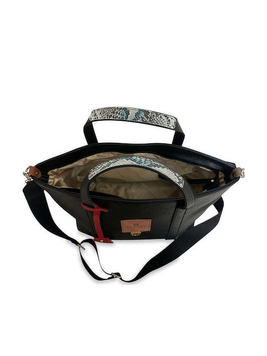Women's Shoulder Tote Bag Safari Black