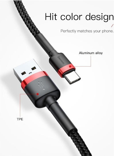 Baseus Cafule USB 2.0 Cable USB-C male - USB-A PD Κόκκινο 1m CATKLF-B91
