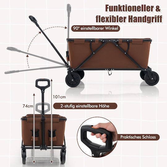 Foldable Garden Cart Metallic Four-wheel 170lt