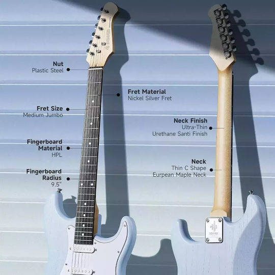 Donner Set Chitară Electrică Stratocaster Neagră cu Husă