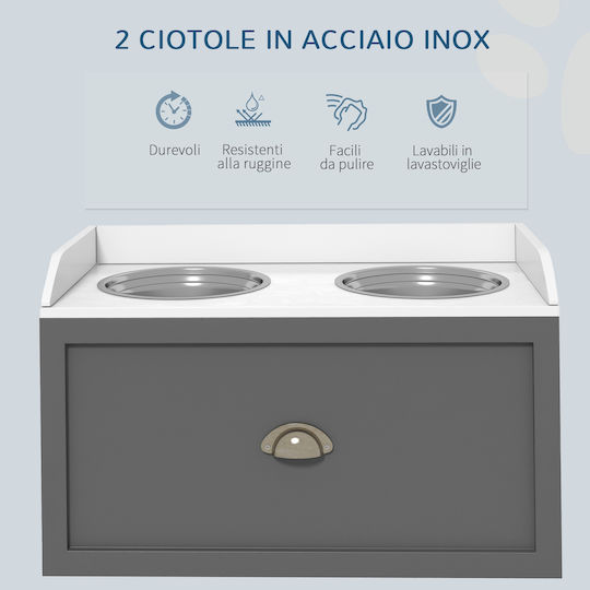 Pawhut Ανοξείδωτο Μπολ Φαγητού για Σκύλο 2lt 60x30x36εκ.