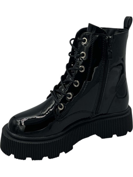 Kinderstiefel mit Schnürsenkeln Schwarz