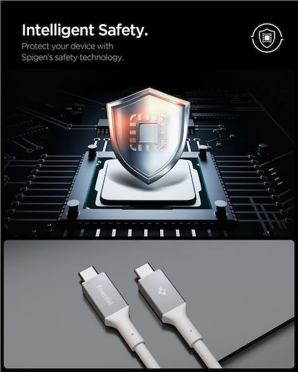 Spigen USB 4 Video Cable USB-C Male - USB-C 240W PD White 1.2m