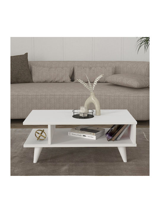 Rectangular Central Coffee Table Titus Wooden White L80xW45xH30cm