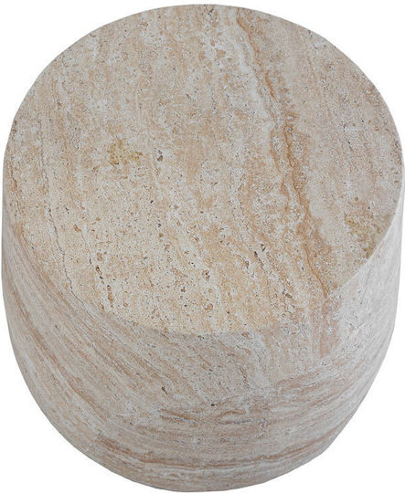 Στρογγυλό Βοηθητικό Τραπεζάκι Lithos Beige Μ49xΠ49xΥ41εκ.