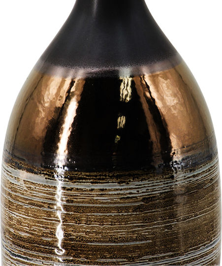 Artekko Evlub Decorative Ceramic Vase Brown Bronze 13.5x13.5x48 Cm