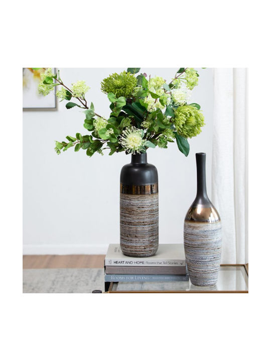 Artekko Evlub Dekorative Keramikvase Braun Bronze 13,5x13,5x48 cm