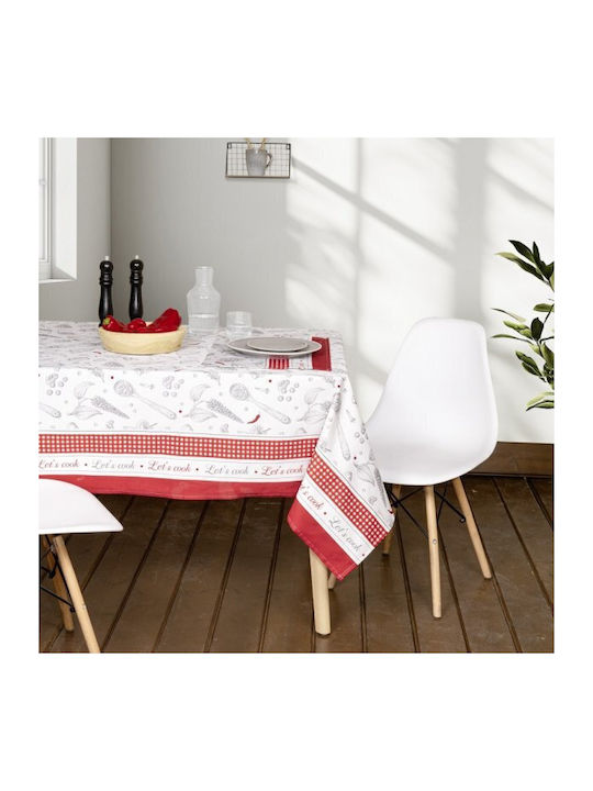 Nima Τραπεζομάντηλο Βαμβακερό Σετ Supper Γκρι, Κόκκινο 140x240εκ.