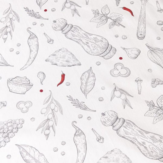 Nima Tablecloth Cotton Set Supper Gray, Red 140x240cm