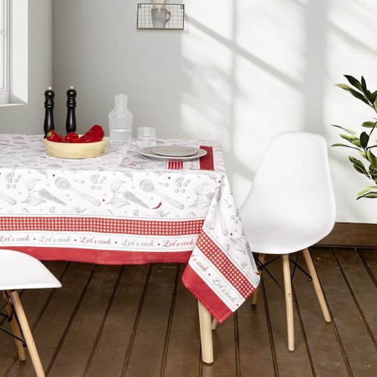 Nima Τραπεζομάντηλο Βαμβακερό Supper Γκρι, Κόκκινο 140x140εκ.