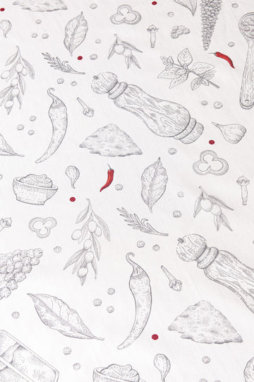 Nima Tablecloth Cotton Set Supper Gray, Red 140x240cm