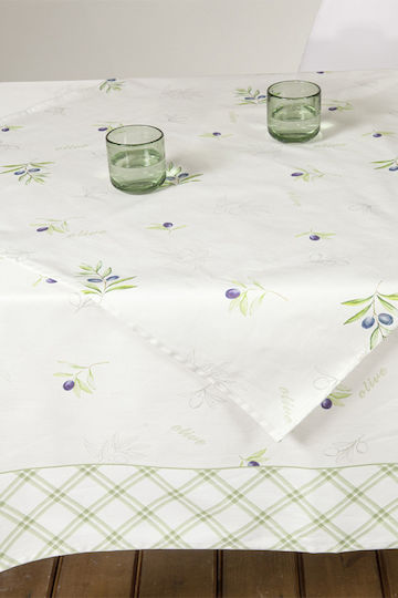Nima Față de masă Din Bumbac Set Olive Olive 140x240cm