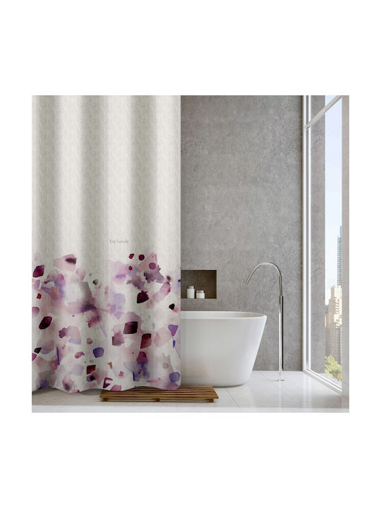 Guy Laroche Carmel Shower Curtain Fabric with Hooks 180x185cm Carmel Melanze