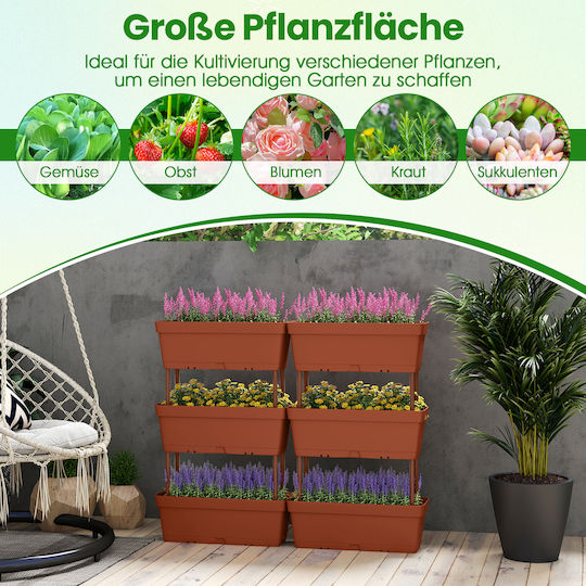 Costway Pflanzentöpfe Braun 6 Stück