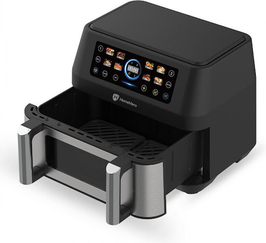 HomeVero Air Fryer with Double Detachable Bucket 9lt Silver HV-AF9CD