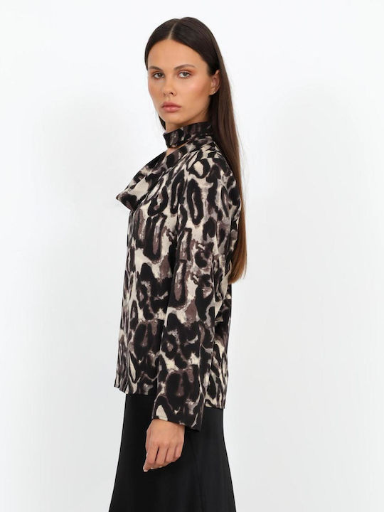 Γυναικεία Μπλούζα Animal Print Μαύρη