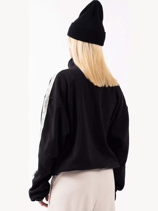 Bluza Damă Fleece De Iarnă Cu Fermoar Neagră A00250001