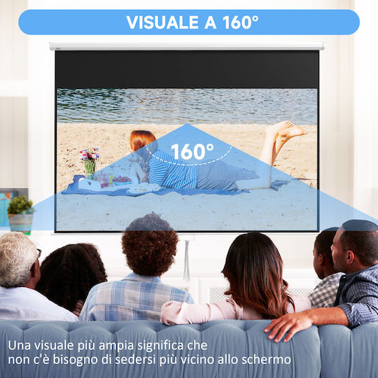 HomCom Οθόνη Προβολής Projector Οροφής με Λόγο Εικόνας 16:9 / 120"