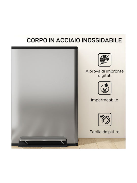 HomCom Waste Bin Waste made of Stainless Steel with Pedal Silver 30lt 1pcs
