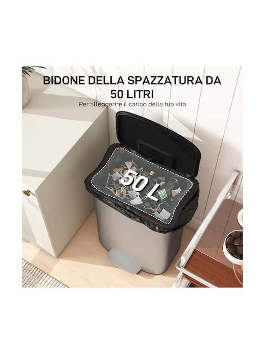 HomCom Waste Bin Made of Inox Steel Grey 50L