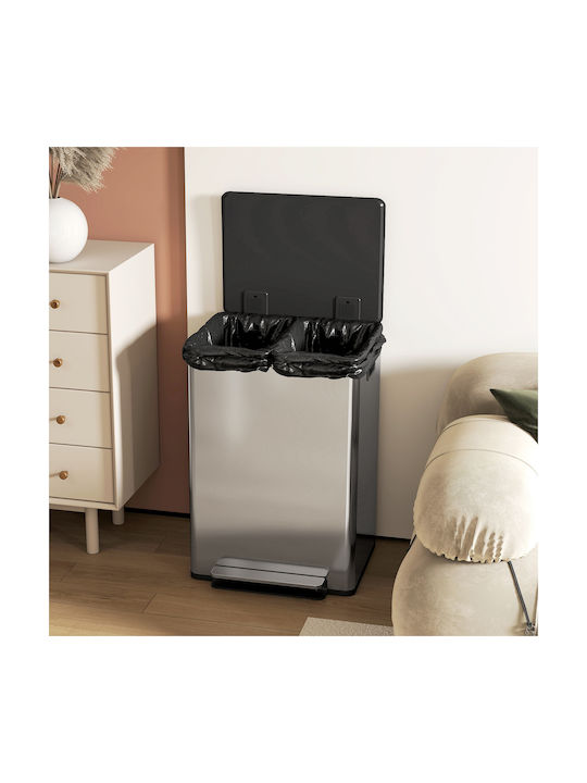 HomCom Waste Bin Waste made of Stainless Steel with Pedal Silver 30lt 1pcs