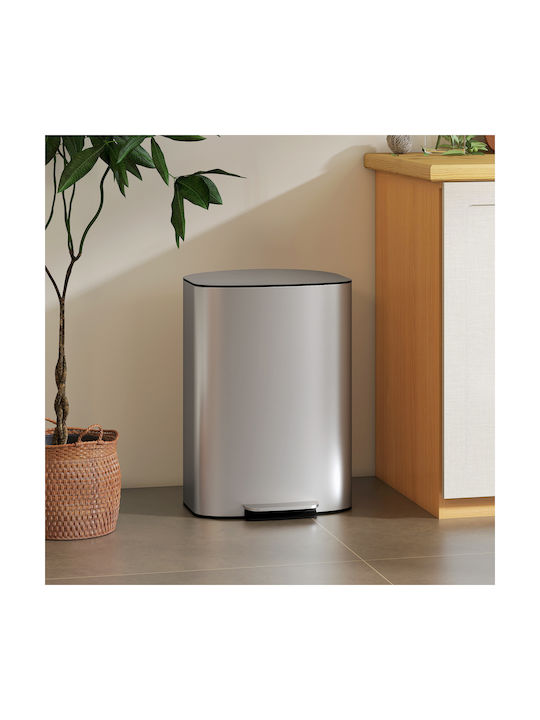 HomCom Waste Bin Made of Inox Steel Grey 50L