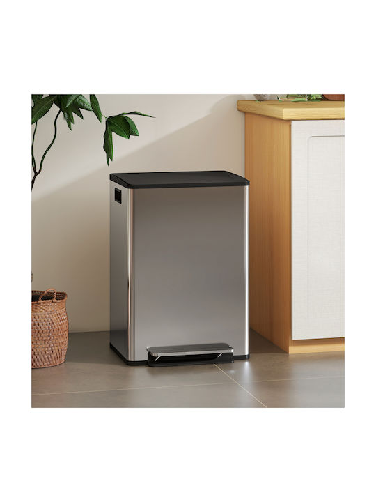 HomCom Waste Bin Waste made of Stainless Steel with Pedal Silver 30lt 1pcs