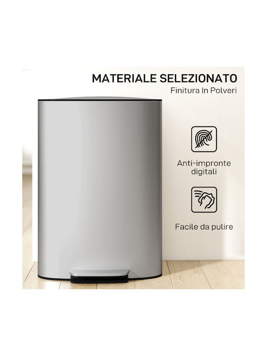HomCom Waste Bin Made of Inox Steel Grey 50L