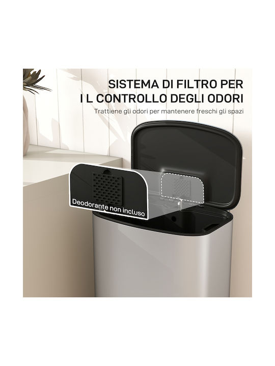 HomCom Waste Bin Made of Inox Steel Grey 50L