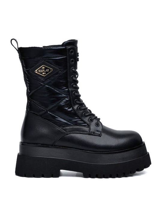 Any Quilt Women's Ankle Boots with Medium Heel Black