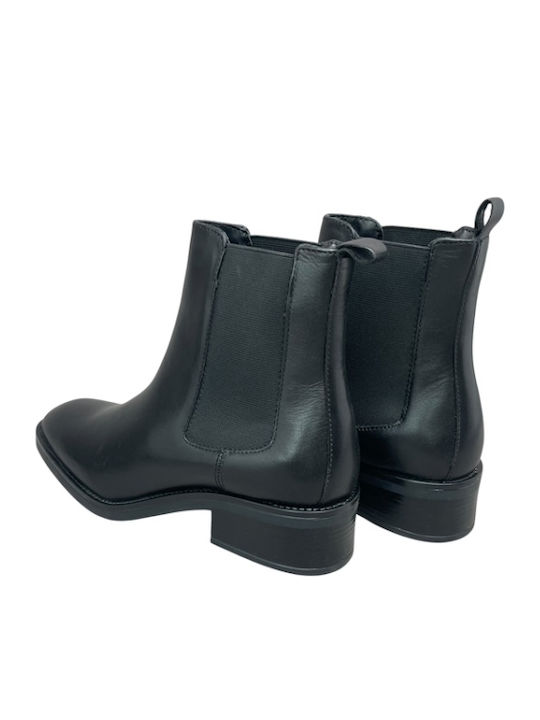 Leder Stiefeletten Damen Schwarz