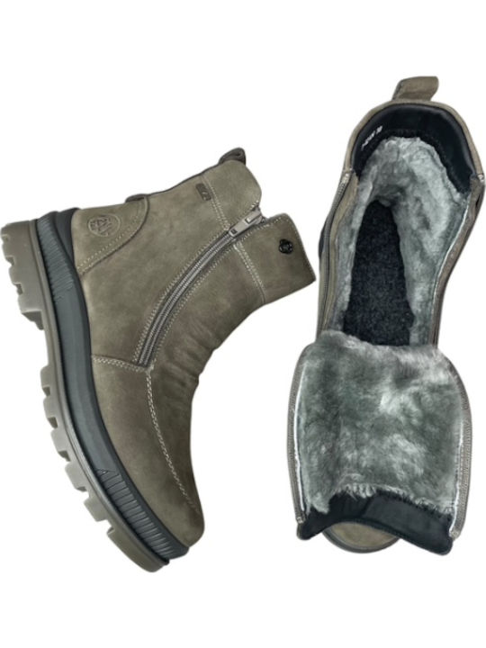 Leder Stiefeletten Damen Gray
