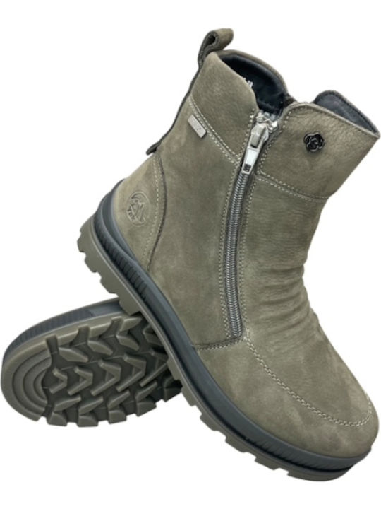 Leder Stiefeletten Damen Gray