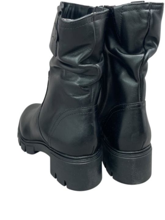 Leder Stiefeletten Damen Schwarz