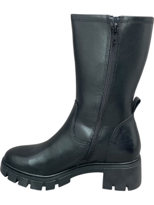Leder Stiefeletten Damen Schwarz