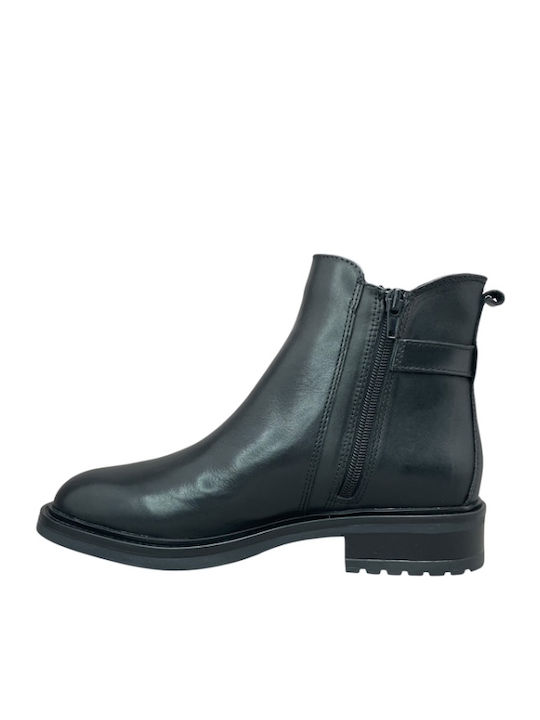 Leder Stiefeletten Damen Schwarz
