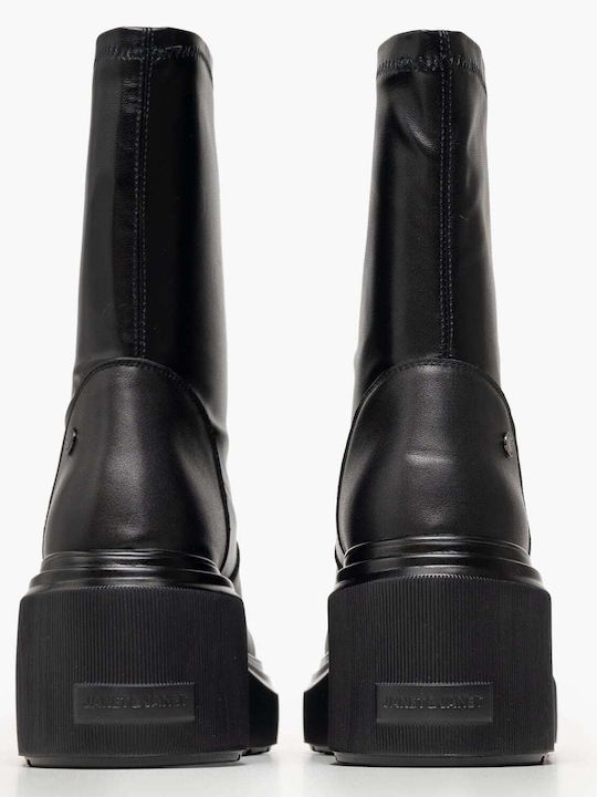 Leder Stiefeletten Damen Schwarz