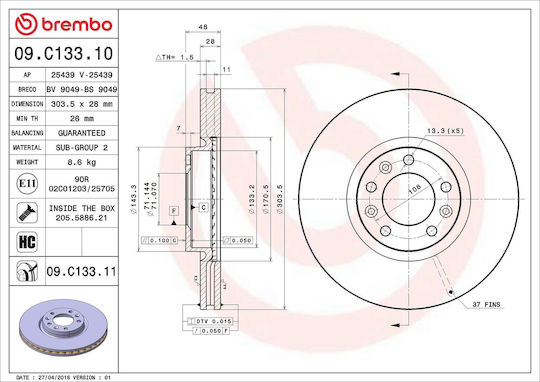 Brembo Brake Disc 09.c133.11