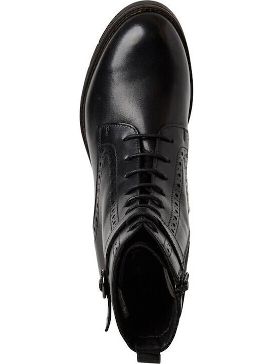 Leather Women's Ankle Boots with Medium Heel Black
