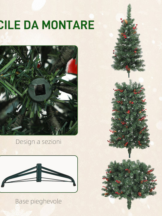 Weihnachtsbaum Schlank mit Zapfen 210cm mit LED-Beleuchtung