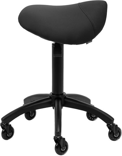 Salon Stools Wheeled Stool with Backrest Black