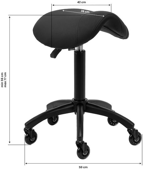 Salon Stools Wheeled Stool with Backrest Black