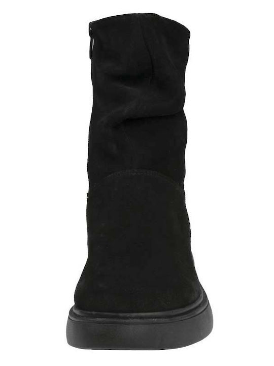 0231 Leather Women's Ankle Boots Platform Black