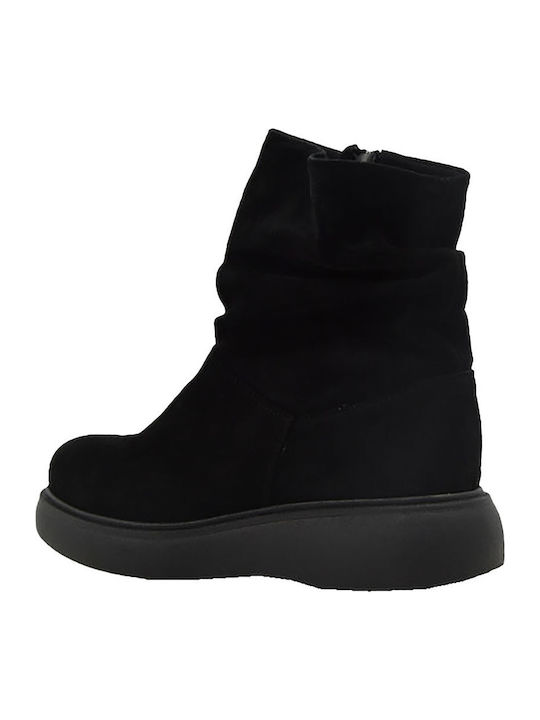 0231 Leather Women's Ankle Boots Platform Black