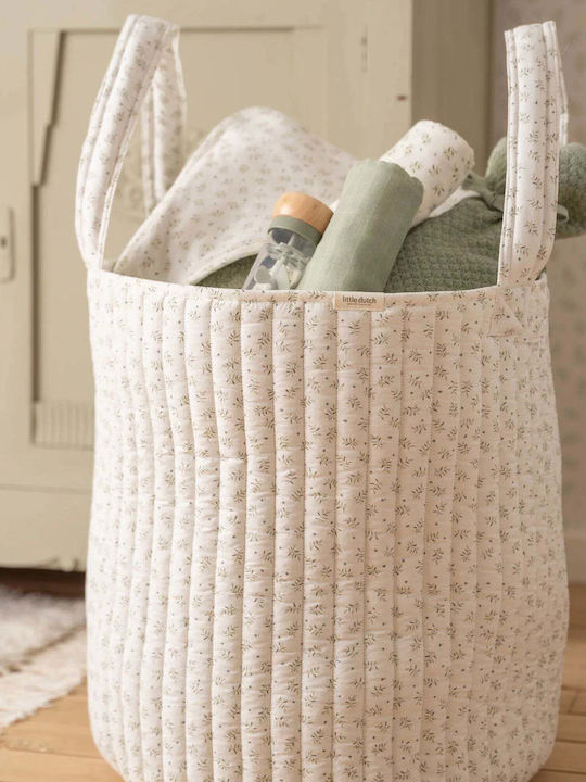 Little Dutch Children's Fabric Storage Basket Blueberry Leaves Beige 35x35x45cm