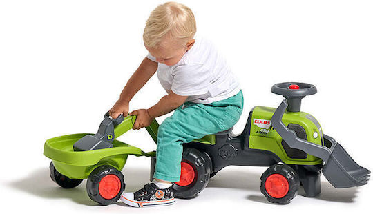 Tractor pentru copii De la picior la podea cu caruta si pedala Verde