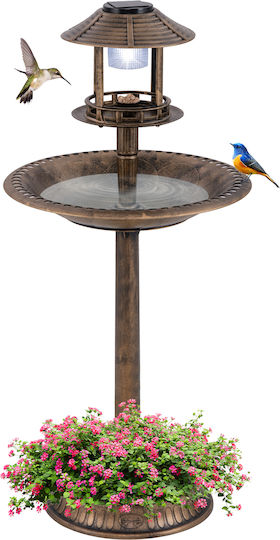 Costway Costway Solar Bird Water Feeder Light Planter Copper Eco-Friendly Bird Feeding Pz10005gu