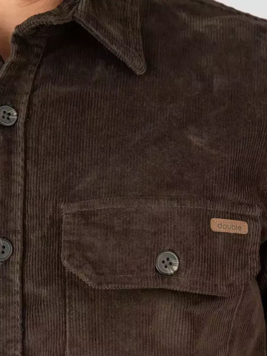 Μακρυμάνικo Κοτλέ Overshirt σε Κανονική Γραμμή Grey