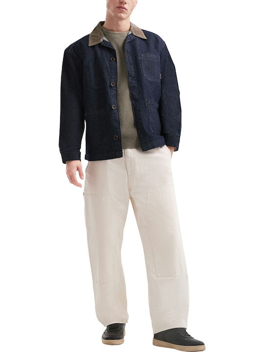 Μακρυμάνικo Τζιν Overshirt σε Φαρδιά Γραμμή Μπλε